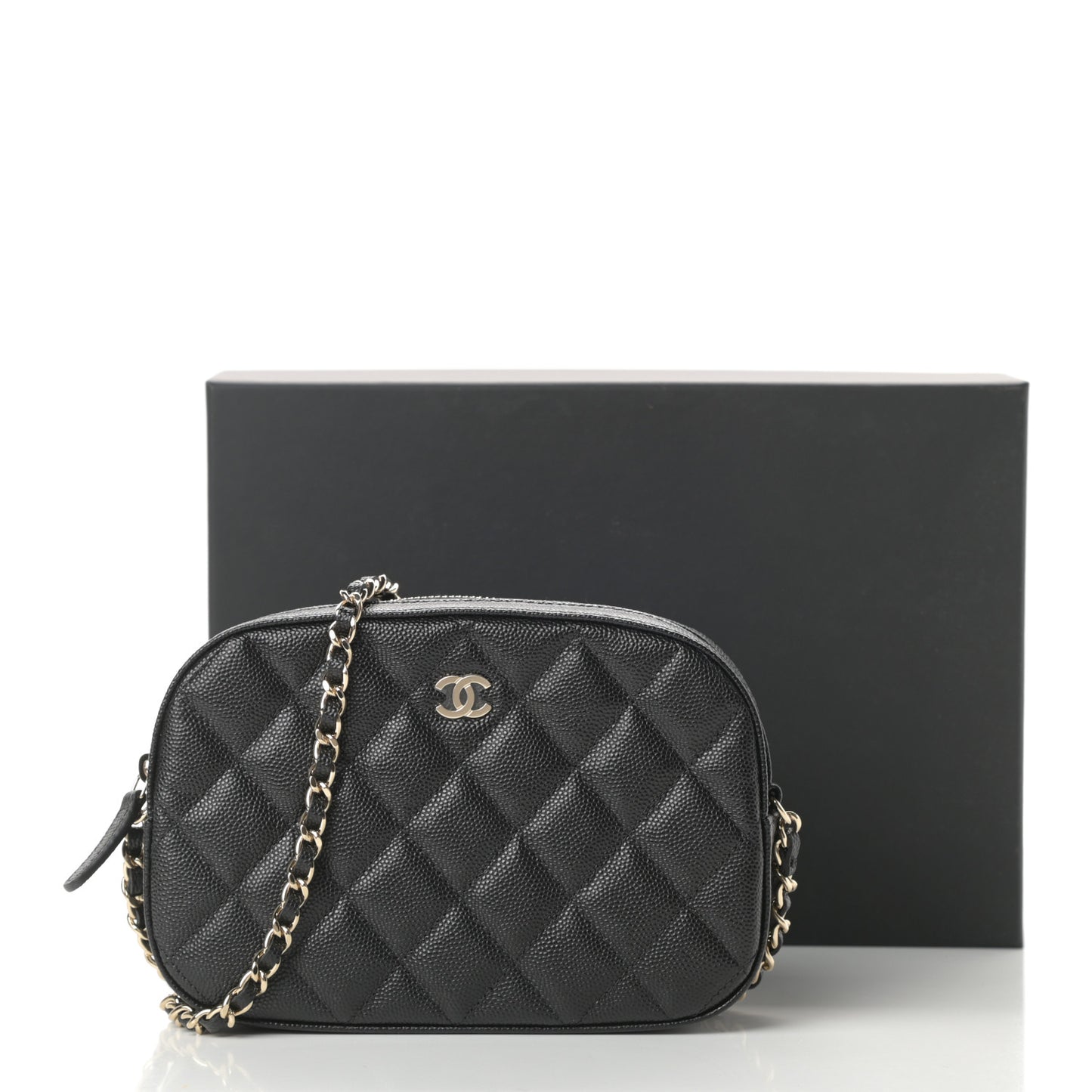 Caviar Quilted Vanity With Chain Black