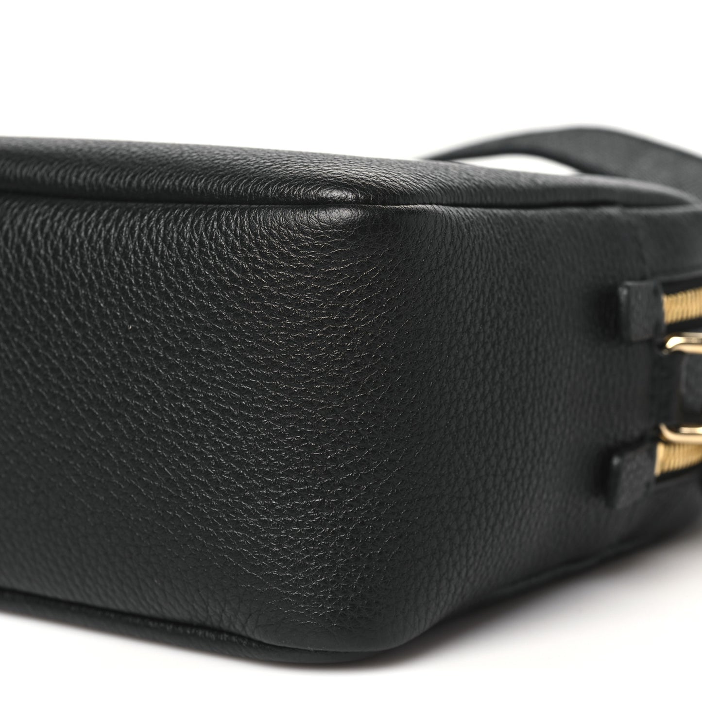 Vitello Daino Soft Medium Double Zip Shoulder Bag Black