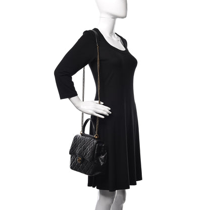 Chanel Calfskin Quilted Medium Gold Bar Top Handle Flap Black 2 of 9
