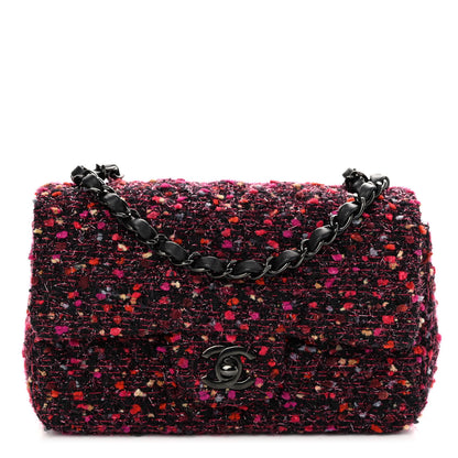 Chanel Tweed Quilted Mini Rectangular Flap Pink Multicolor 1 of 11