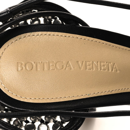 Bottega Veneta Mesh Nappa Crystal Embellished Sparkle Stretch Ankle Tie Sandals 37 Black 7 of 8