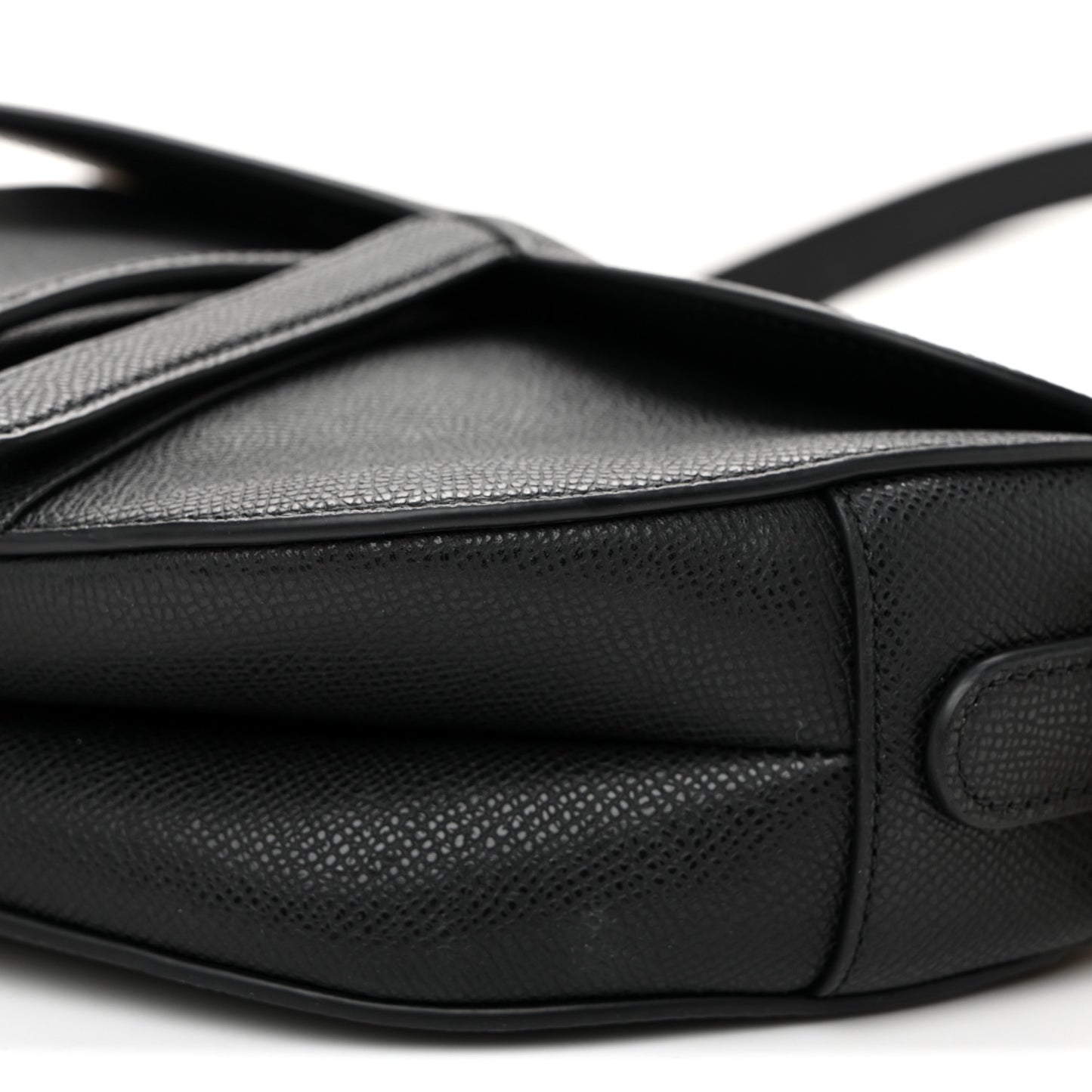 Grained Calfskin Saddle Bag With Strap Black