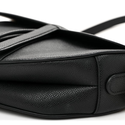 Christian Dior Grained Calfskin Saddle Bag With Strap Black 10 of 10