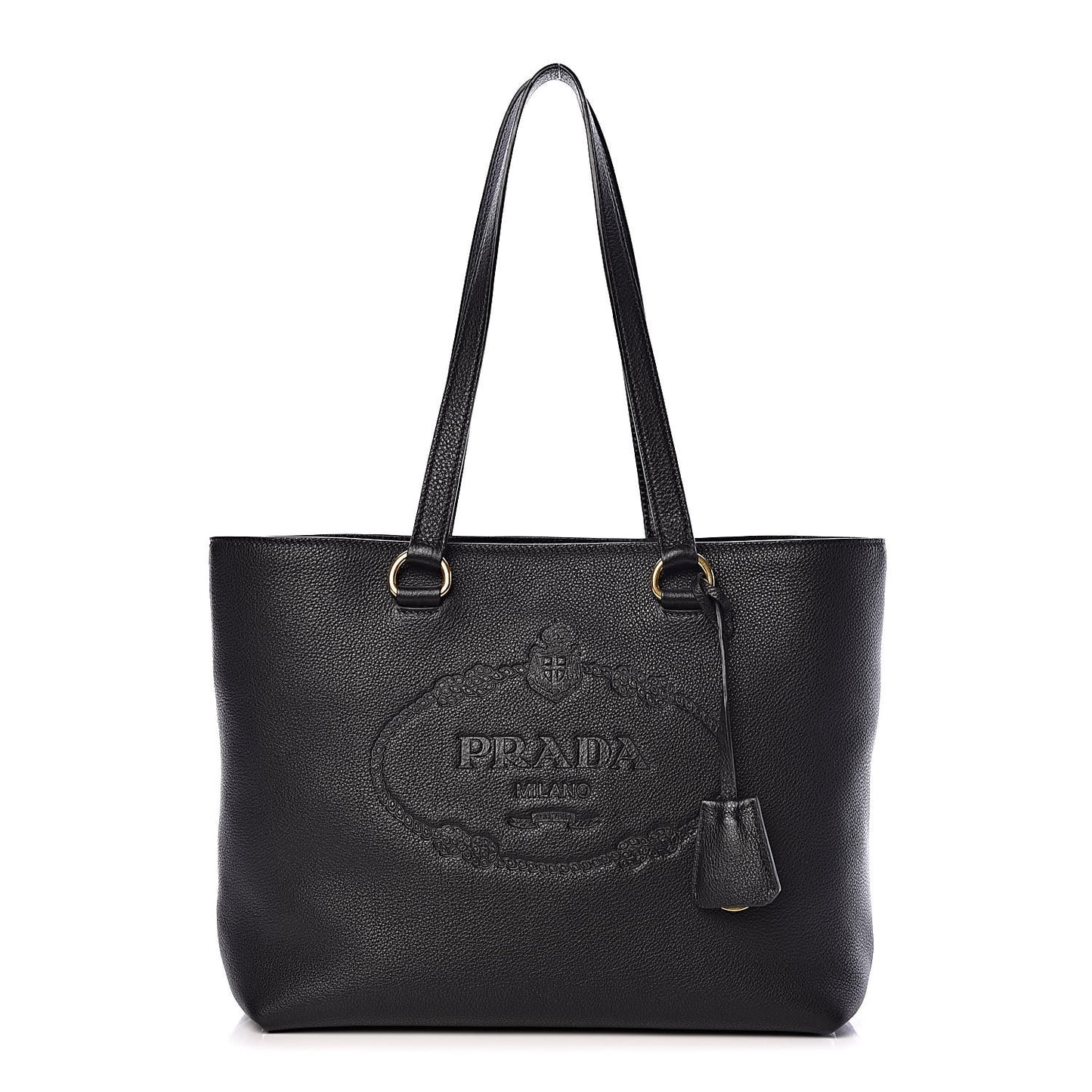 Vitello Phenix Embossed Logo Tote Black