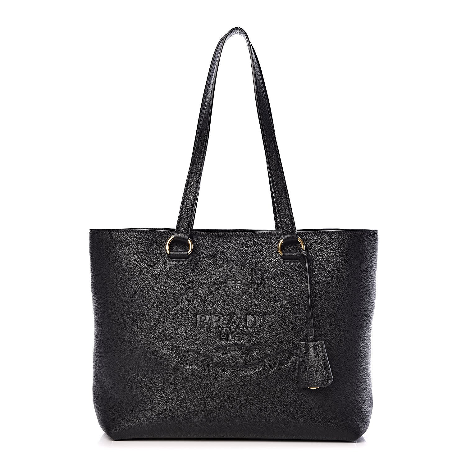 Prada Vitello Phenix Embossed Logo Tote Black 1 of 10