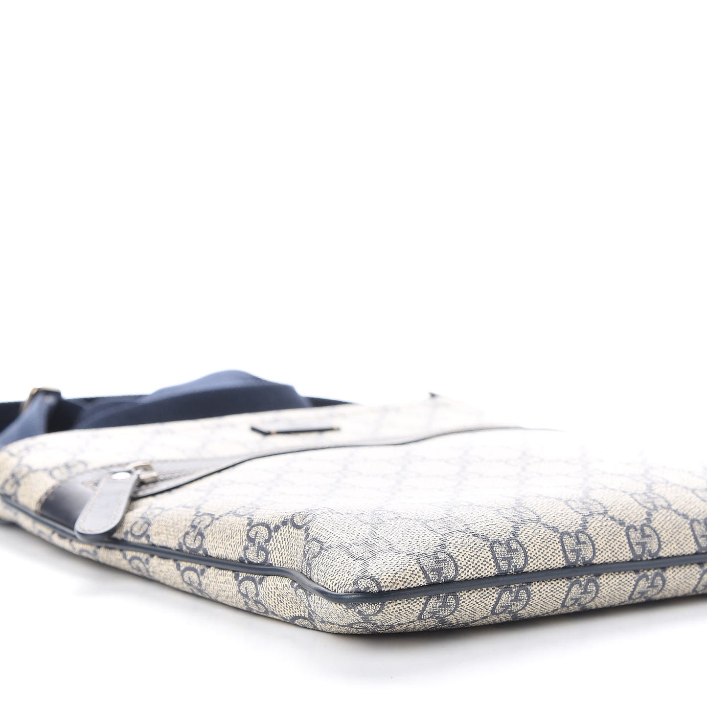 GG Supreme Monogram Small Flat Side Zip Messenger Bag Beige Blue