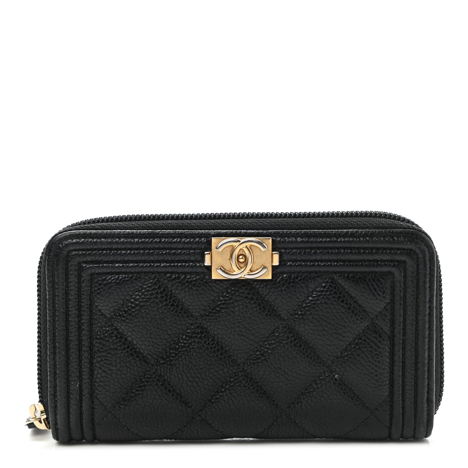 Chanel Caviar Quilted Small Boy Zip Around Wallet Black 1 of 8