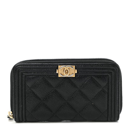 Chanel Caviar Quilted Small Boy Zip Around Wallet Black 1 of 8