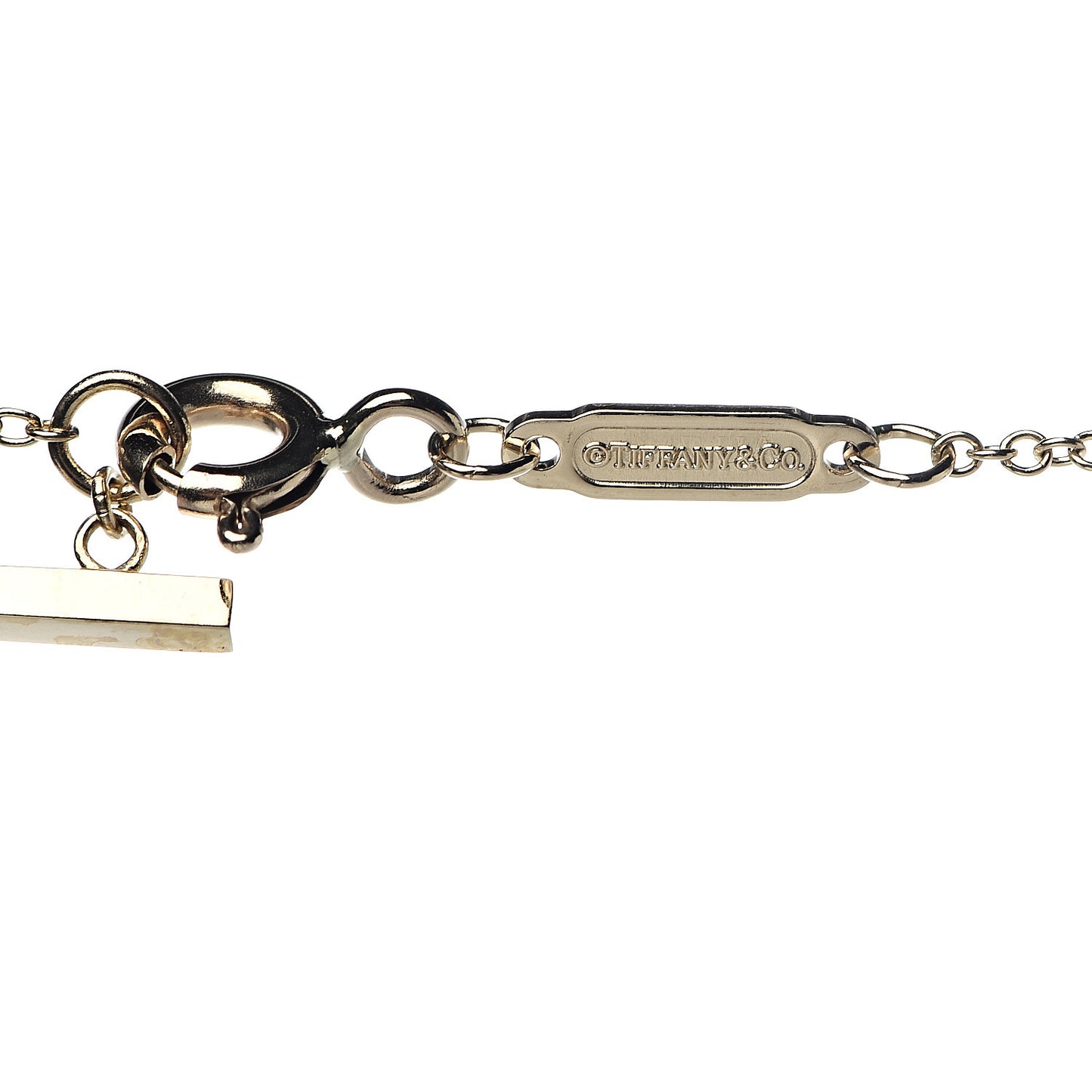 18K Yellow Gold Tiffany T Two Open Horizontal Bar Pendant Necklace