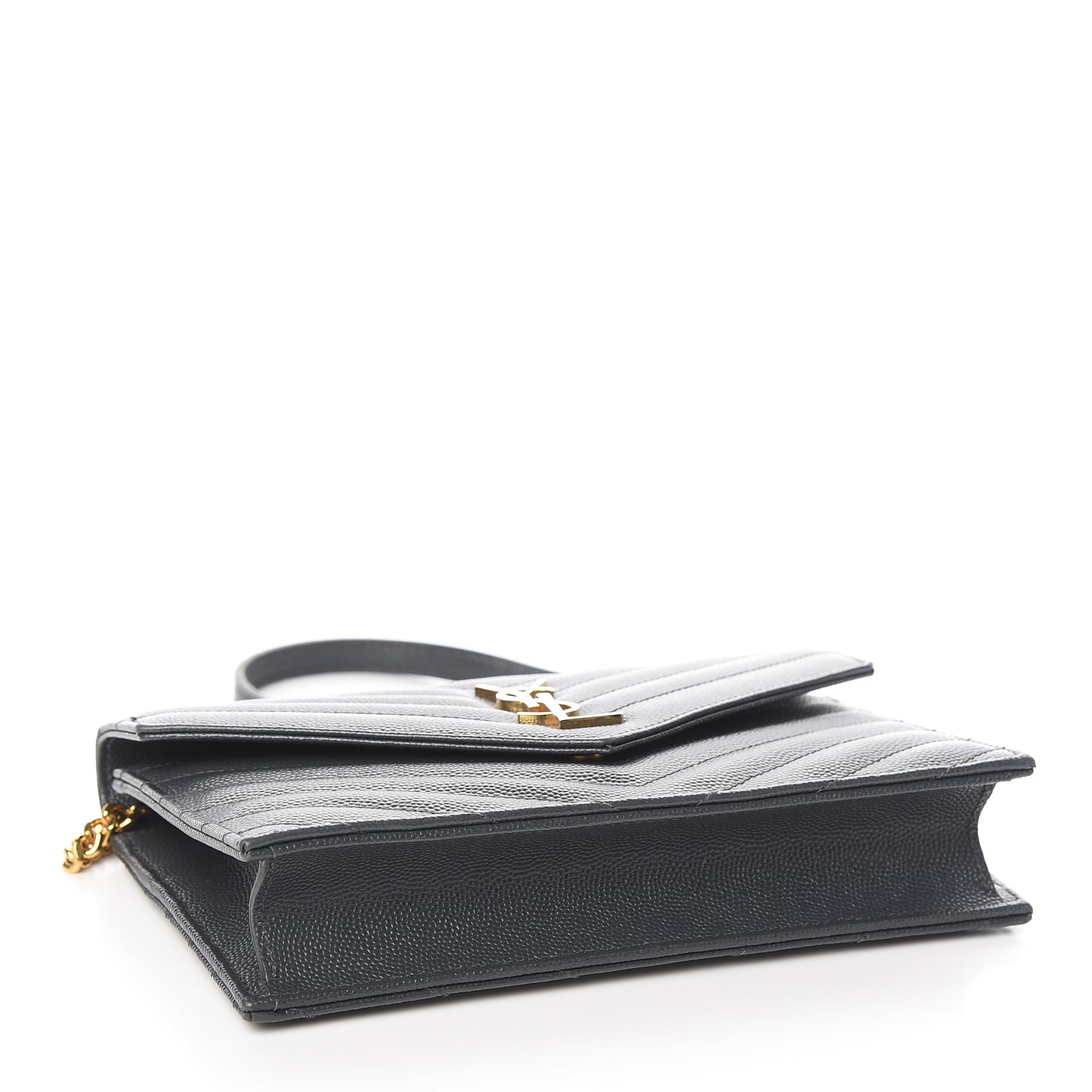 Grain De Poudre Matelasse Chevron Monogram Envelope Chain Wallet Dark Smog