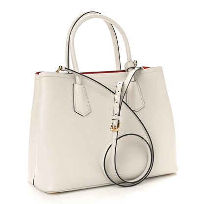 Prada Saffiano Cuir Medium Double Bag Talco Lacca 3 of 10