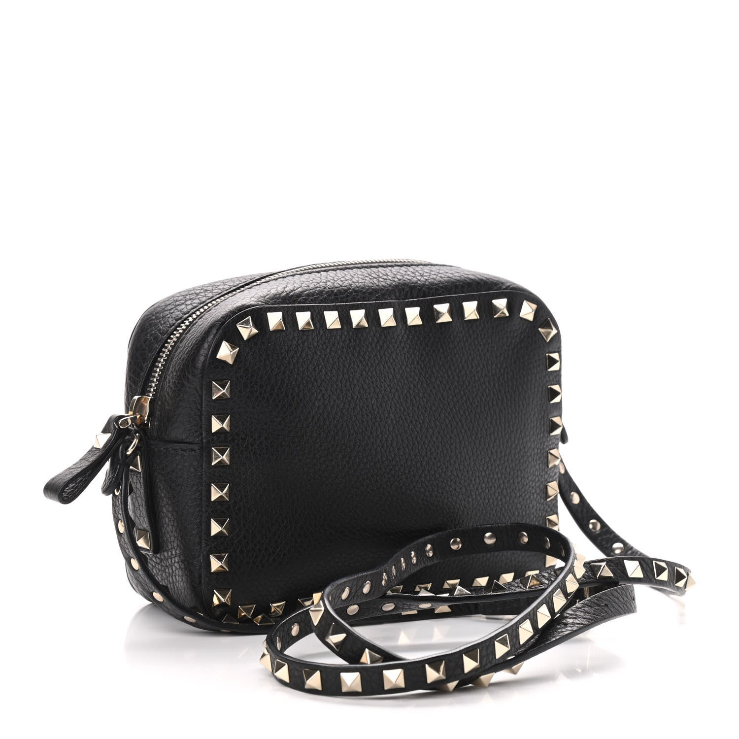 Valentino Garavani Pebbled Calfskin Rockstud Camera Crossbody Bag Black 3 of 8