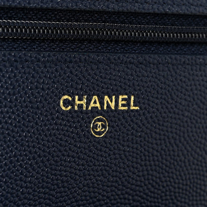 Chanel Caviar Quilted Wallet on Chain WOC Navy Blue 6 of 12