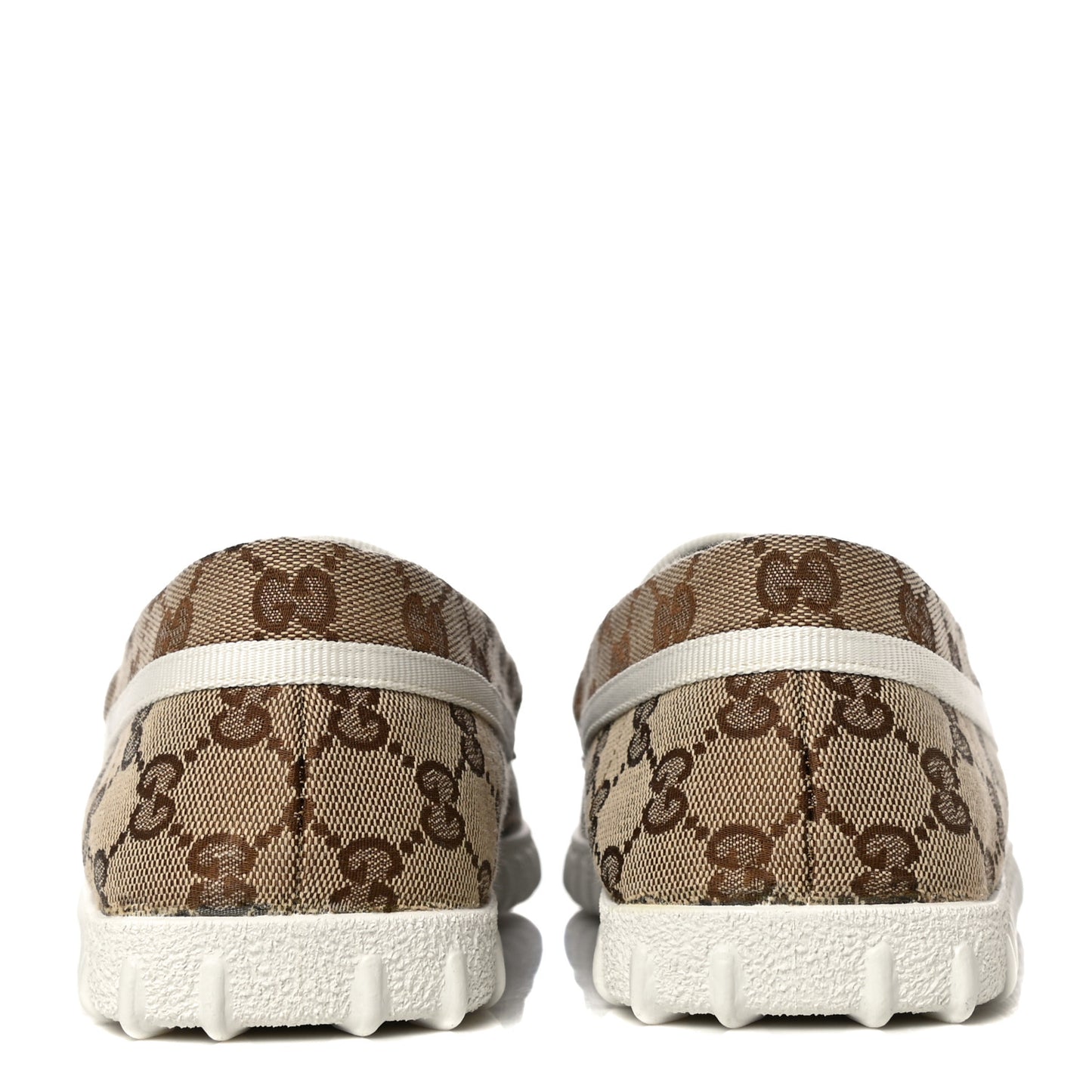 GG Monogram Horsebit Web Womens Driver Loafers 41 Beige Ebony White