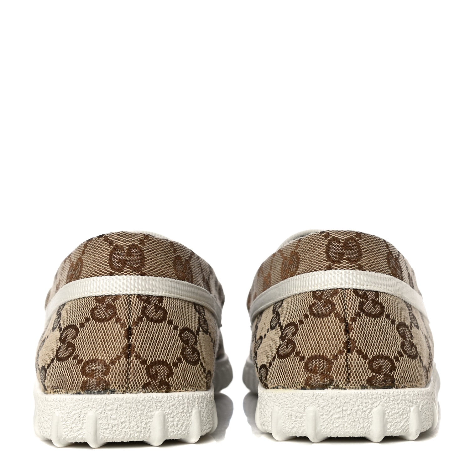 Gucci GG Monogram Horsebit Web Womens Driver Loafers 41 Beige Ebony White 5 of 12