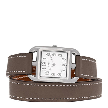 Hermes Stainless Steel Swift 23mm Cape Cod Double Tour Quartz Watch Etoupe 2 of 5