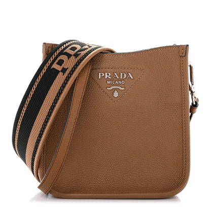 Prada Vitello Daino Soft Mini Hobo Messenger Bag Caramel 1 of 14