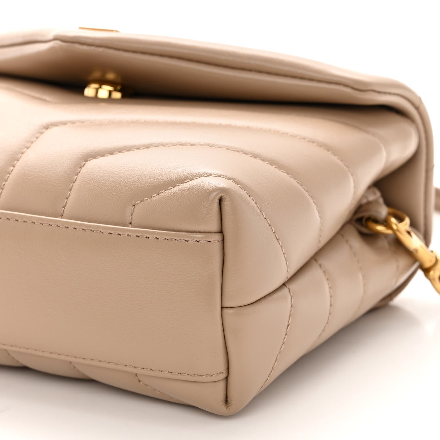 Saint Laurent Calfskin Y Quilted Monogram Toy Loulou Crossbody Bag Dark Beige 9 of 10