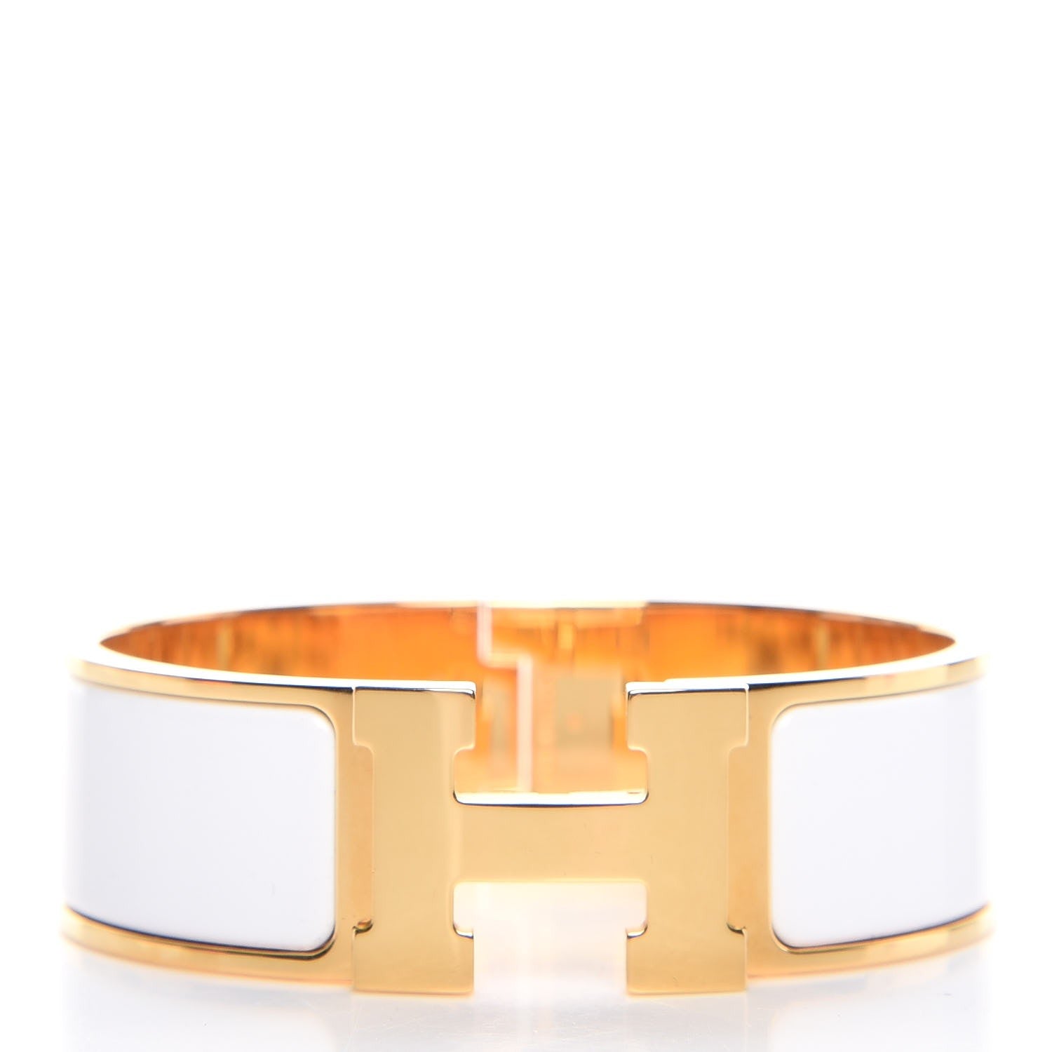 Hermes Enamel Wide Clic Clac H Bracelet PM White 1 of 5