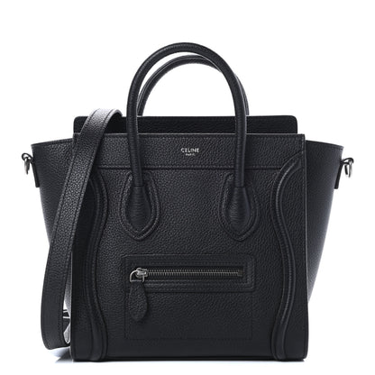 Celine Drummed Calfskin Nano Luggage Black 1 of 12