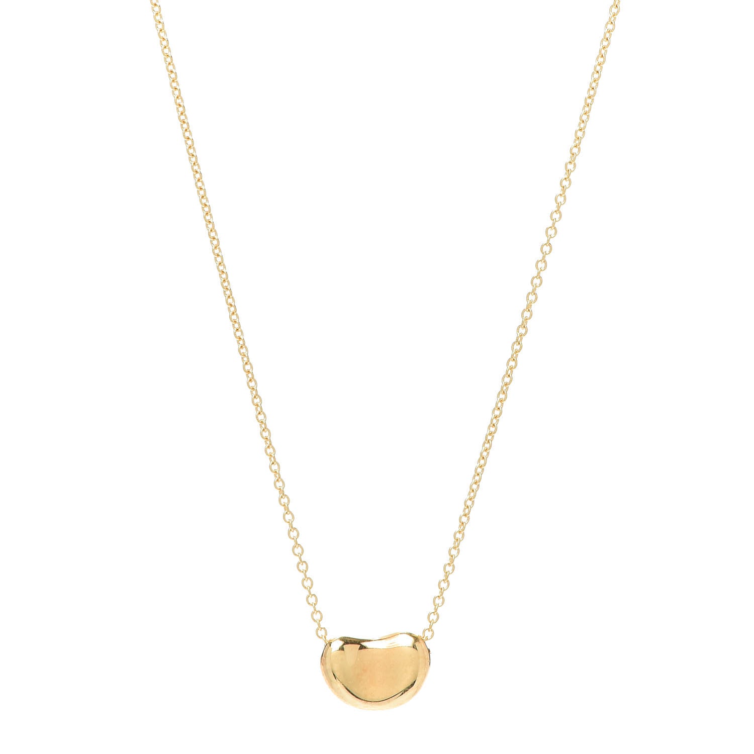 Tiffany 18K Yellow Gold 11mm Elsa Peretti Bean Pendant Necklace 1 of 5