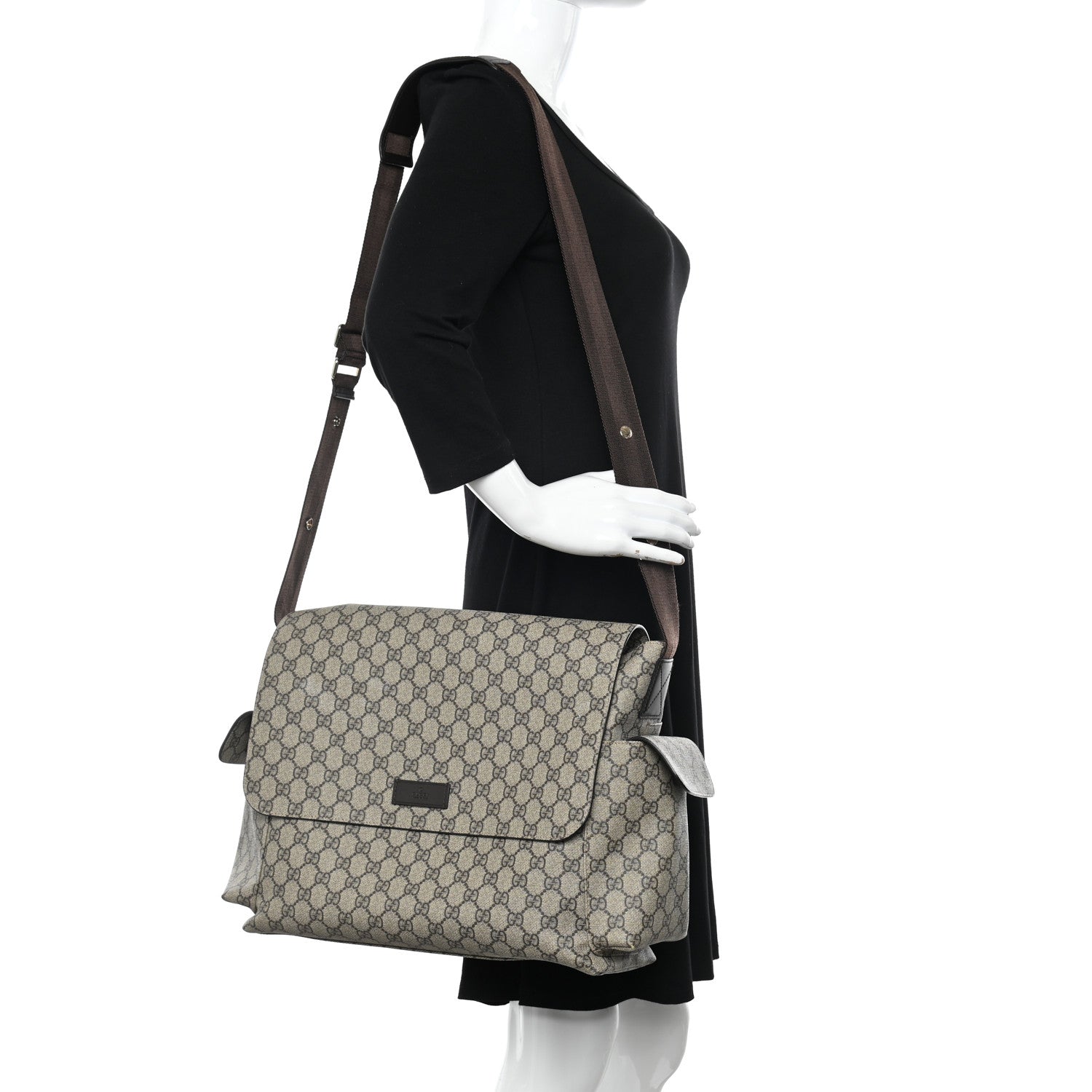 Gucci GG Plus Monogram Messenger Diaper Bag Dark Brown 2 of 10