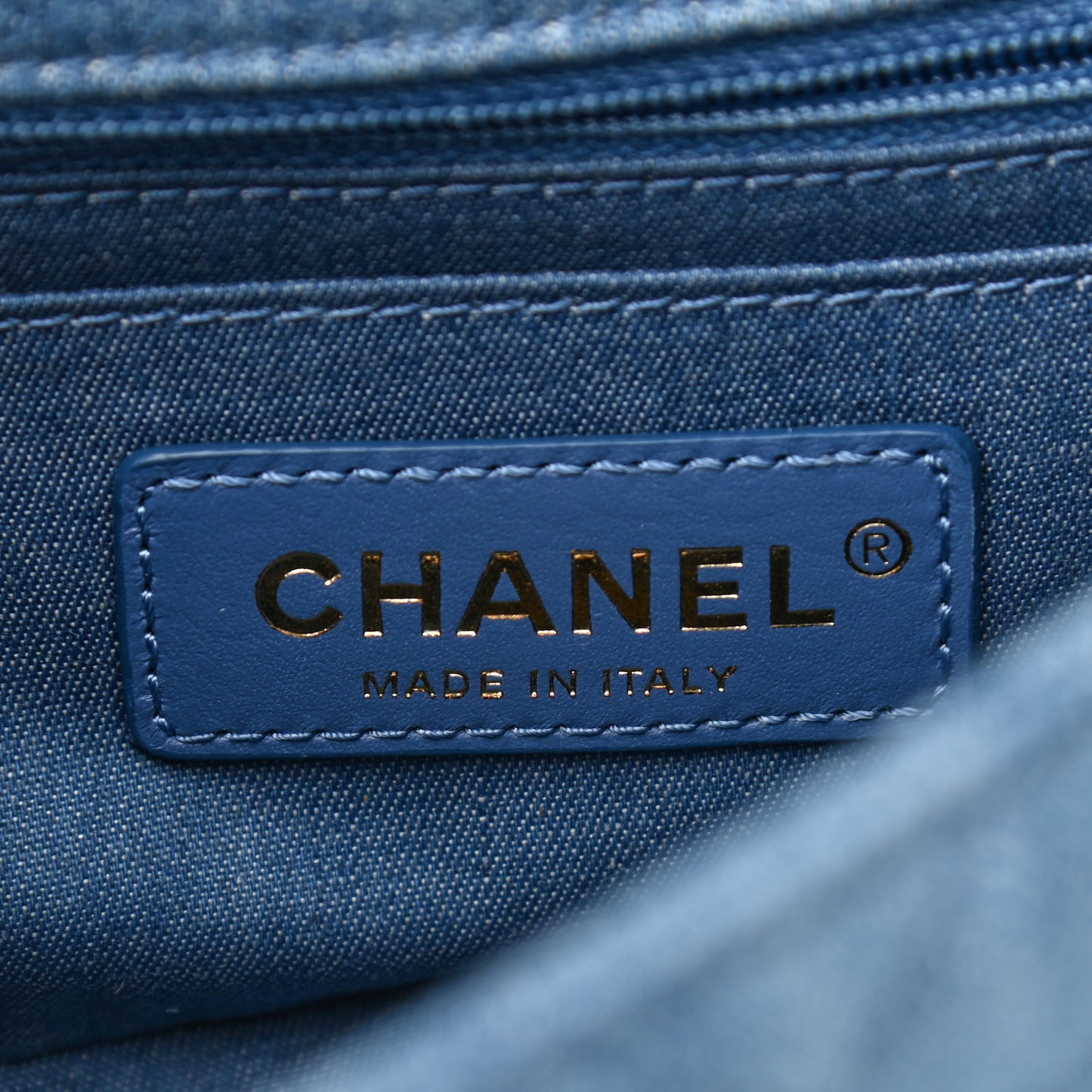 Denim Quilted Mini Pearl Crush Rectangular Flap Blue