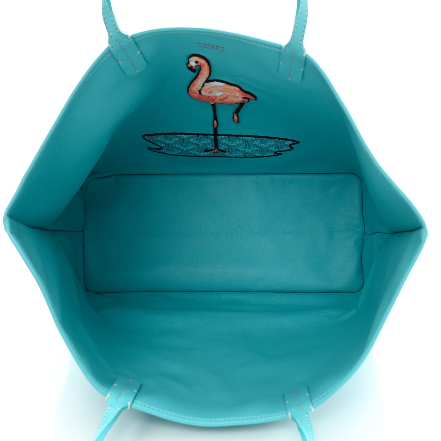 Goyardine Embroidered Flamingo Reversible Anjou PM Sky Blue