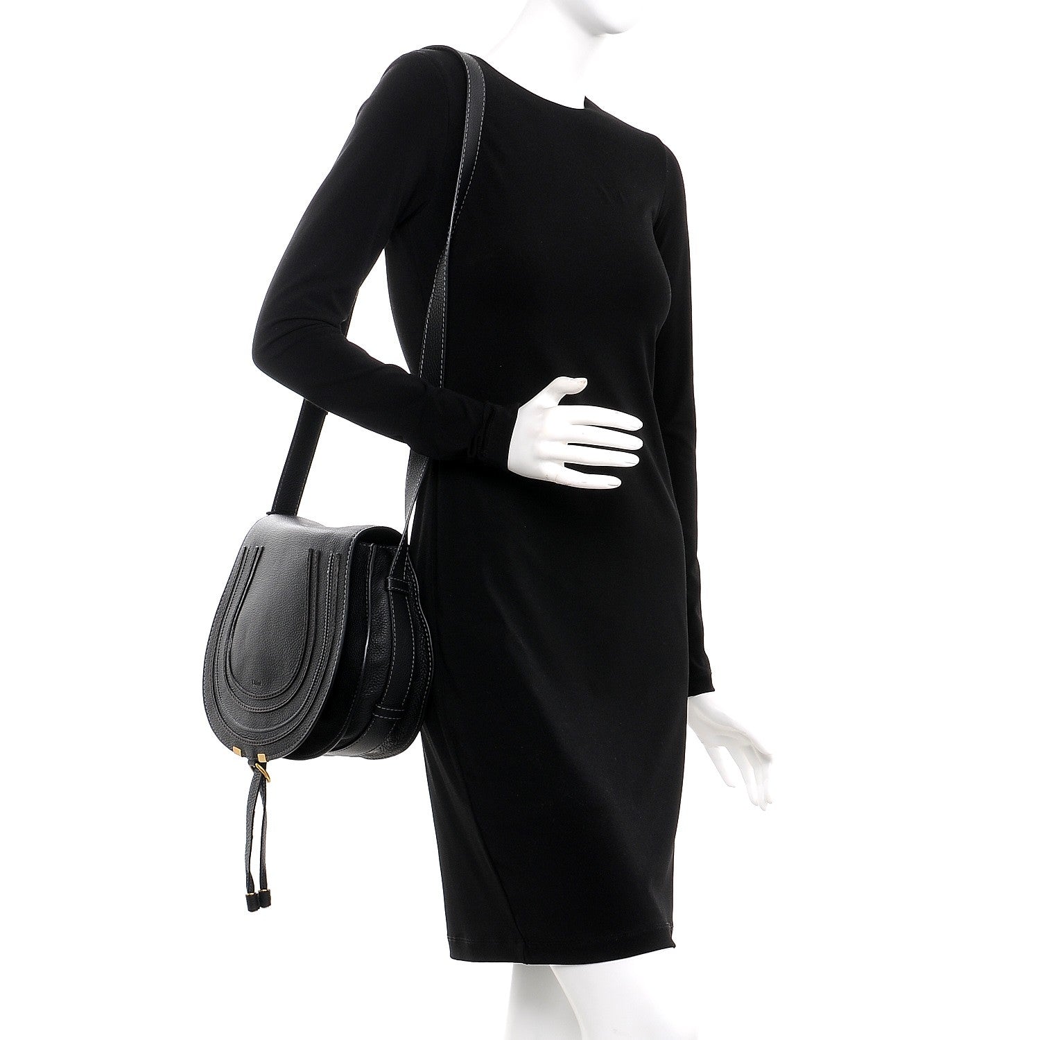 Chloe Calfskin Medium Marcie Round Crossbody Bag Black 2 of 8