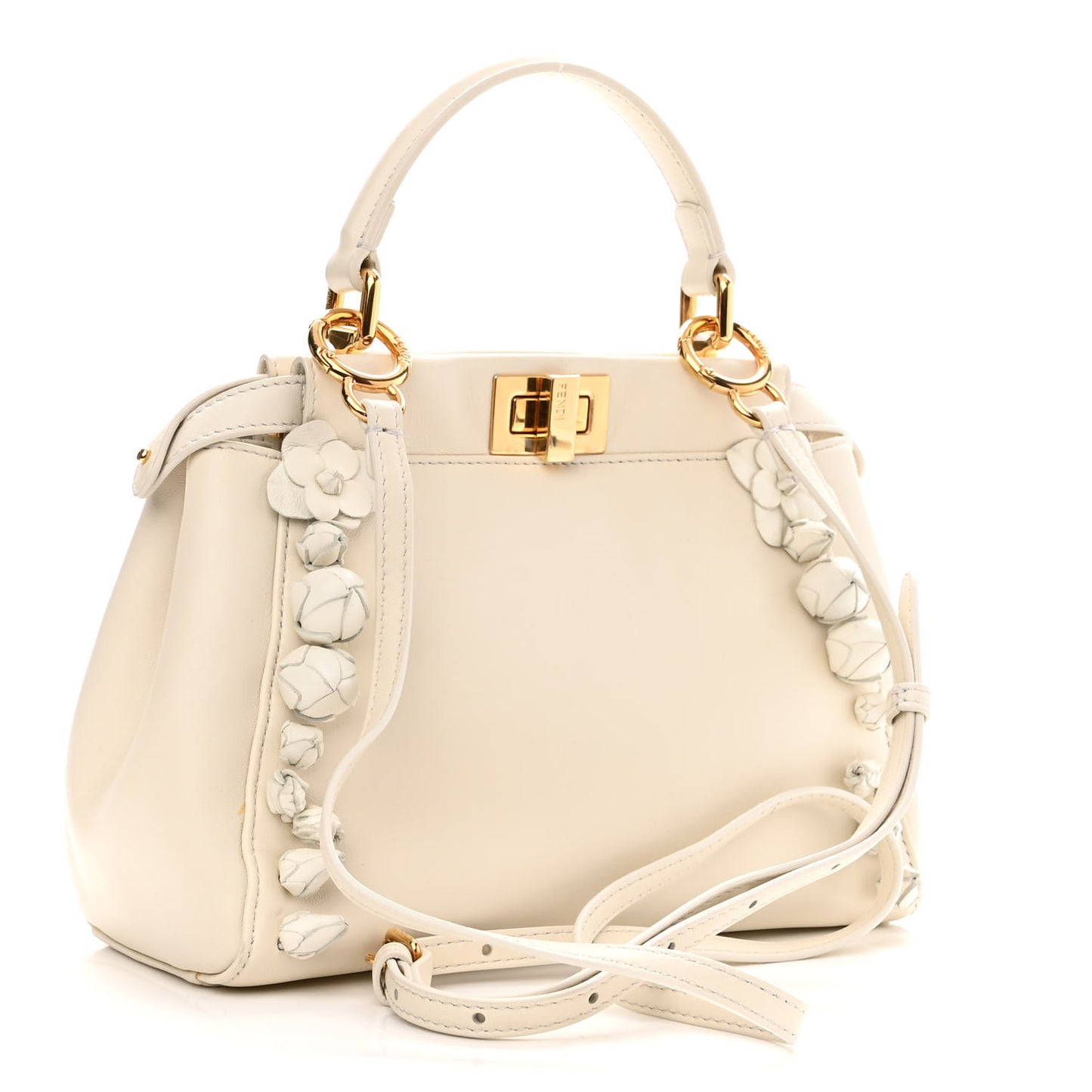 Nappa Rosebud Mini Peekaboo Iconic Satchel Bianco