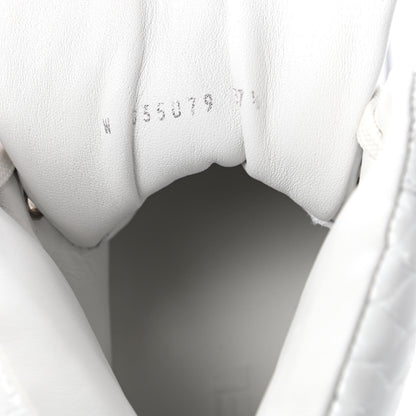 Chanel Calfskin Crocodile Embossed Cocodile High Top Sneakers 37.5 White 8 of 9