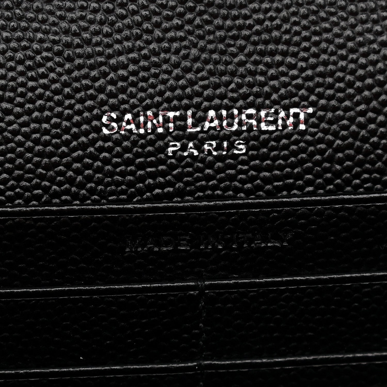 Saint Laurent Grain De Poudre Matelasse Chevron Monogram Chain Wallet Black 6 of 8