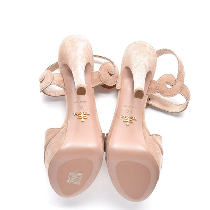 Prada Camoscio Platform Sandals 38 Nudo 7 of 10