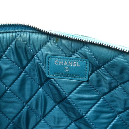 Chanel Patent Calfskin Quilted Large Cosmetic Case Blue 12 of 14