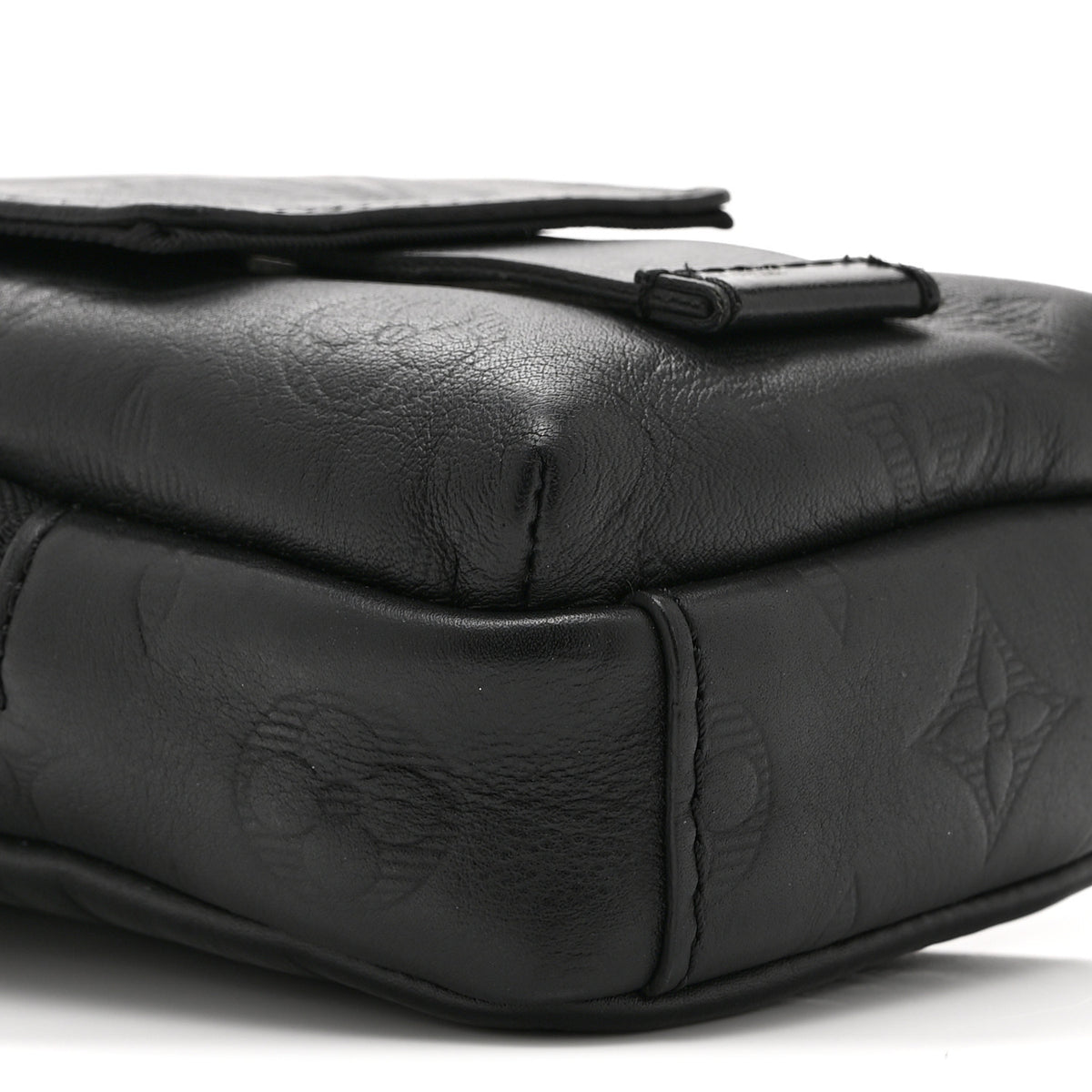 Calfskin Monogram Shadow Double Phone Pouch NM Black