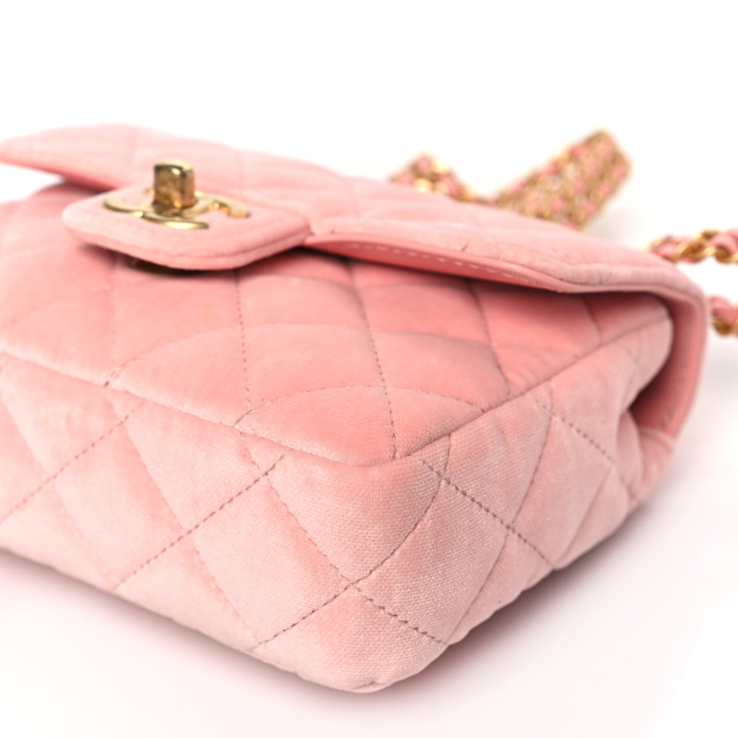 Velvet Enamel Mini Flap Light Pink
