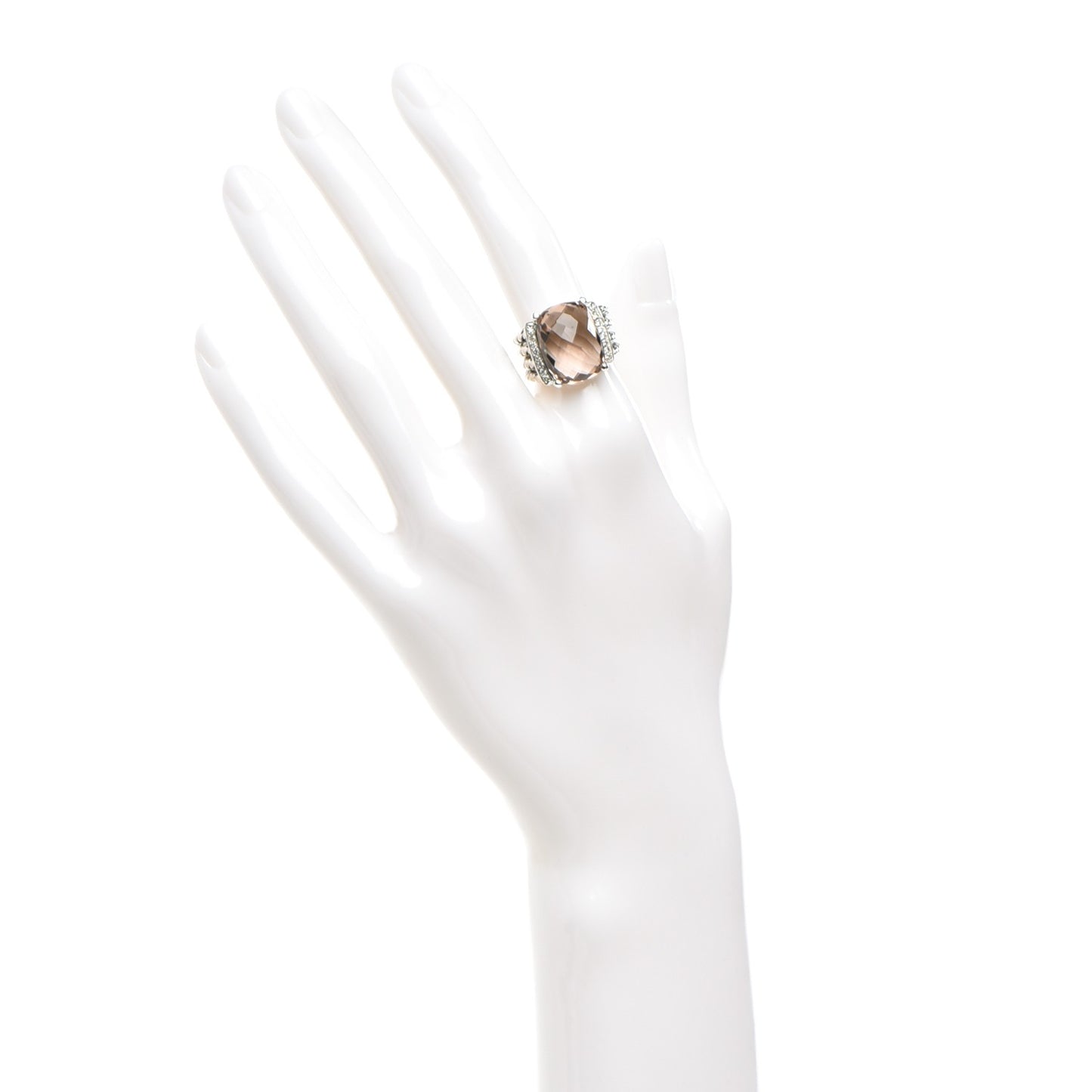 Sterling Silver Diamond Morganite 16mm Wheaton Ring 51 5.75