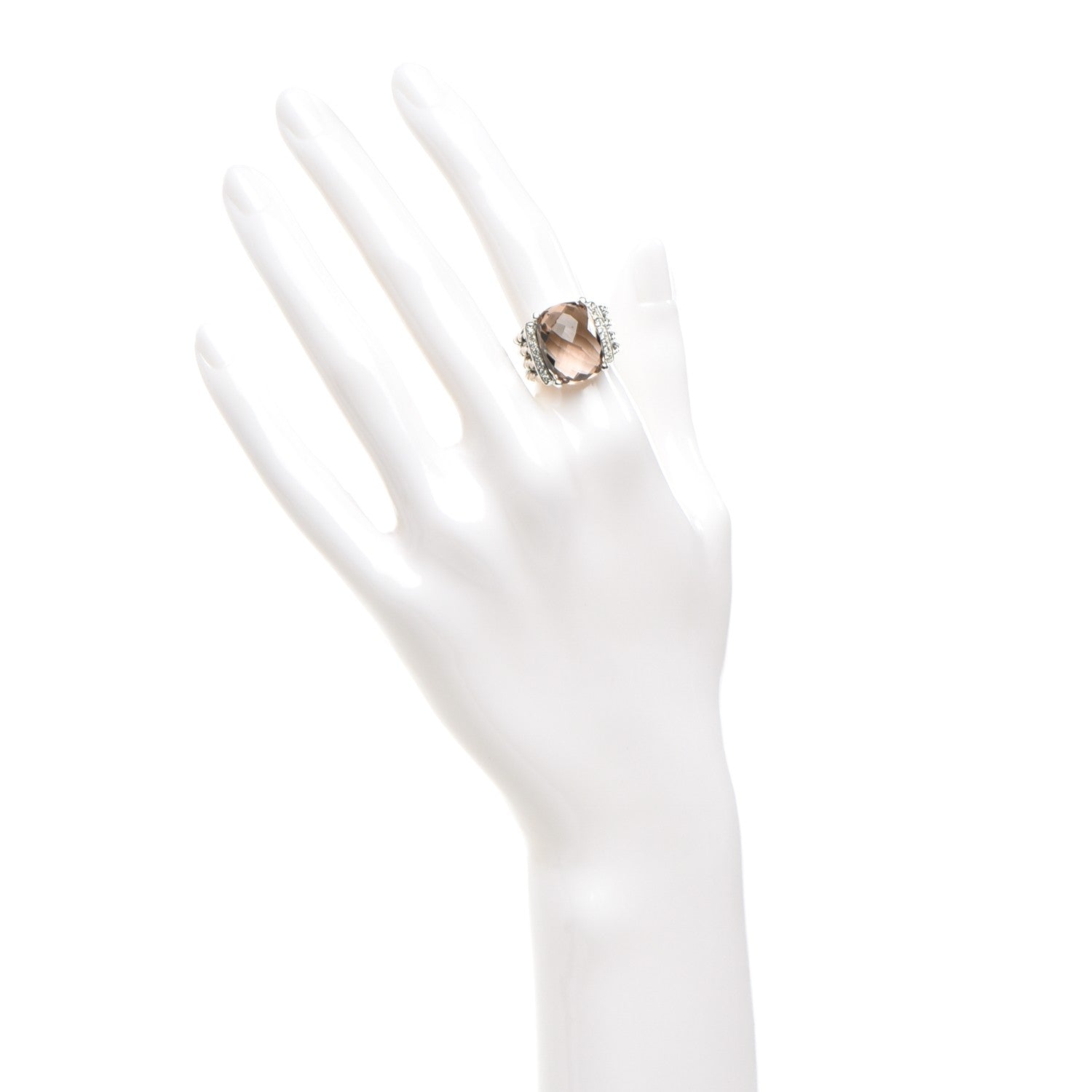 David Yurman Sterling Silver Diamond Morganite 16mm Wheaton Ring 51 5.75 2 of 5