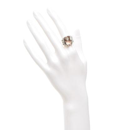 David Yurman Sterling Silver Diamond Morganite 16mm Wheaton Ring 51 5.75 2 of 5