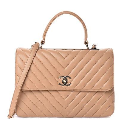Chanel Lambskin Chevron Quilted Medium Trendy CC Dual Handle Flap Bag Beige 1 of 10