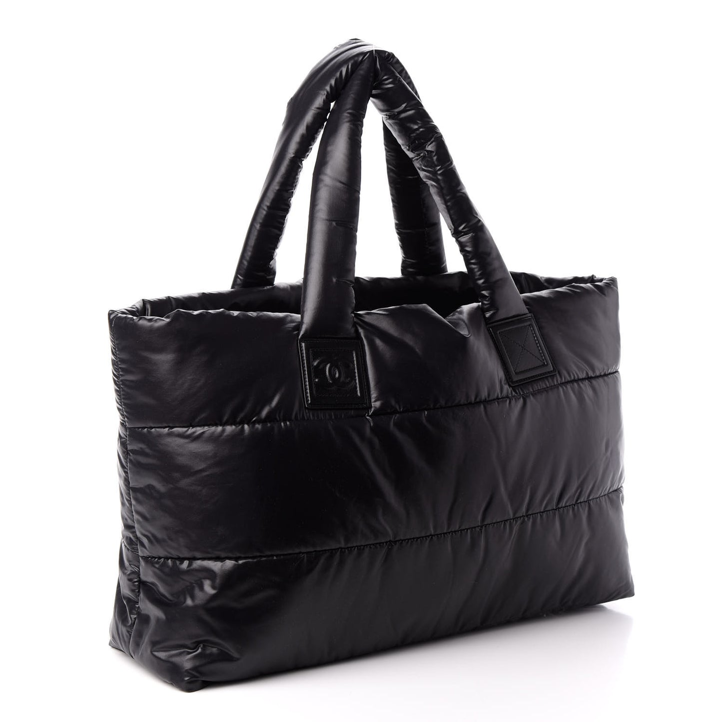 Nylon Quilted Medium Coco Cocoon Reversible Tote Black
