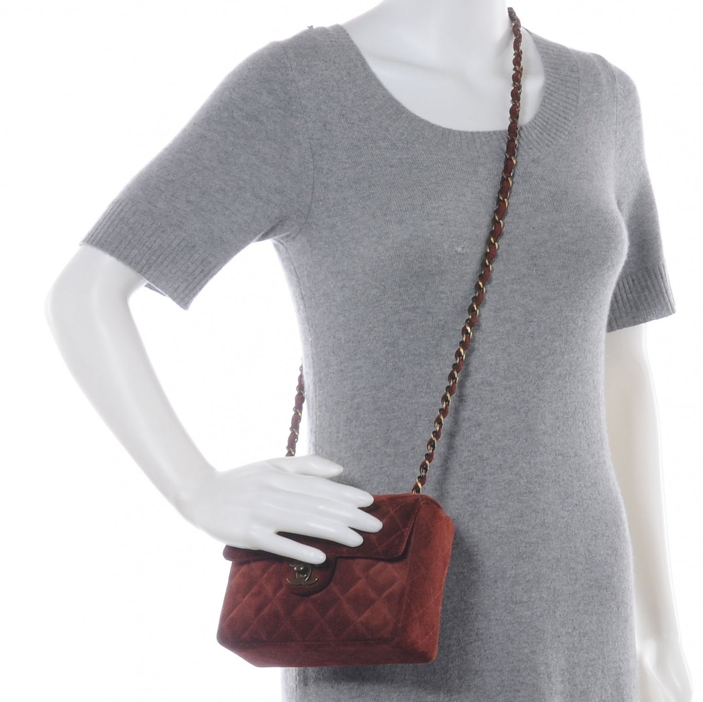Suede Quilted Mini Flap Bordeaux