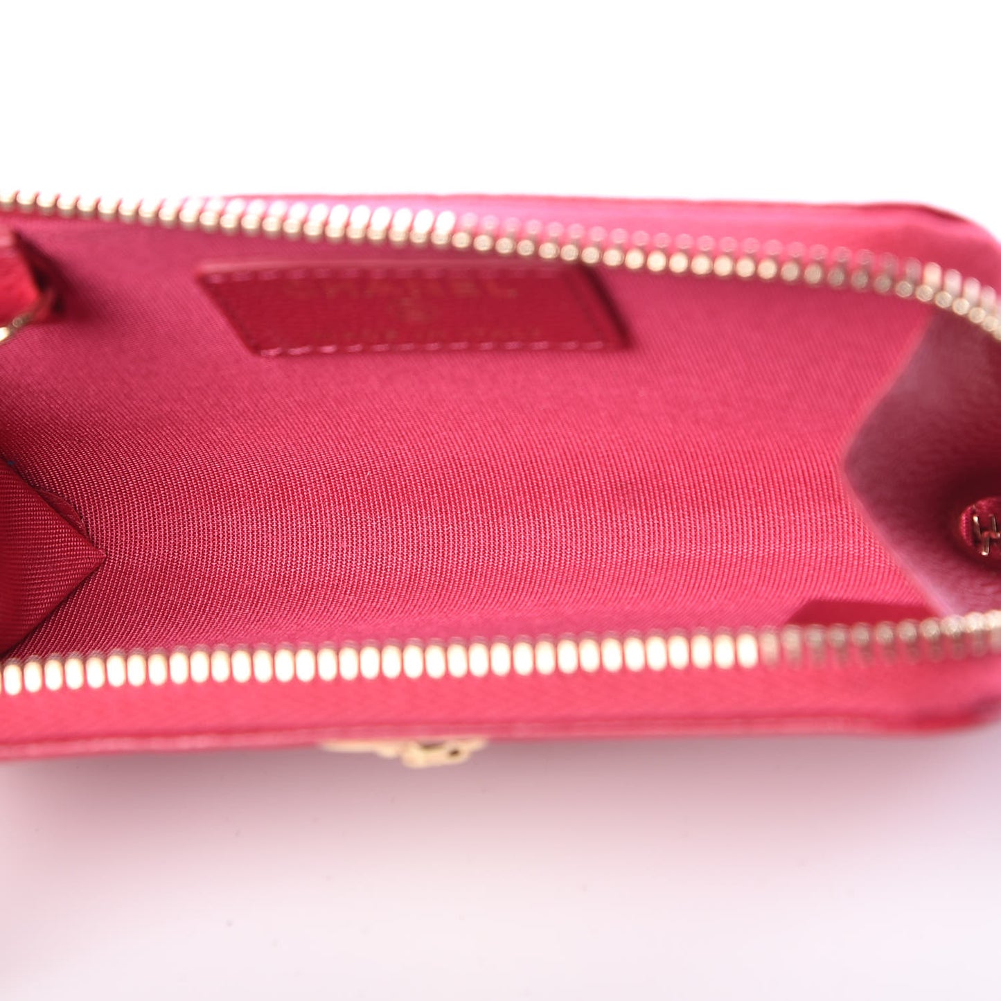 Caviar Camellia Embossed Key Holder Case Fuchsia
