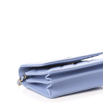 Chanel Lambskin Quilted Mini Wallet On Chain WOC Light Blue 8 of 10