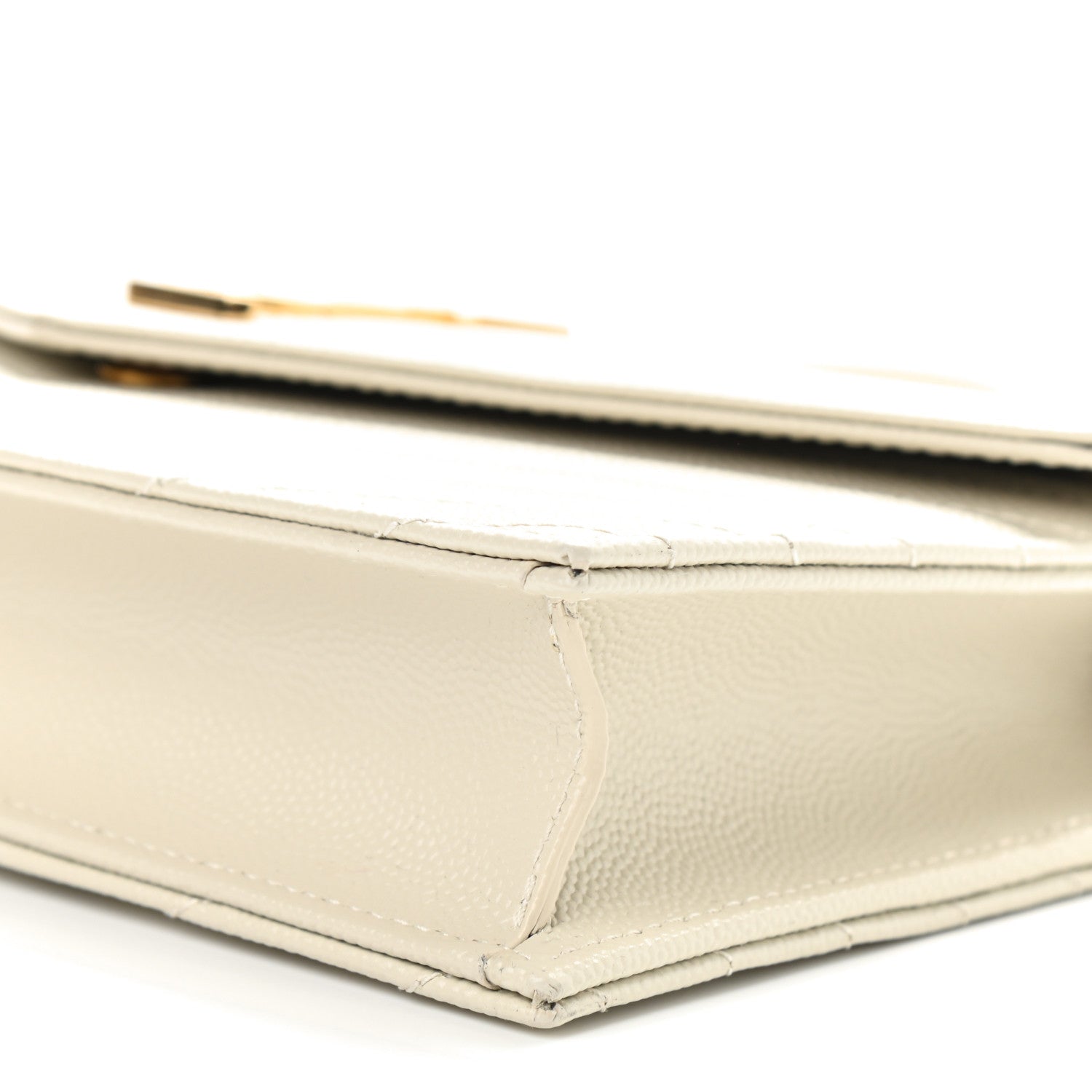 Saint Laurent Grain De Poudre Matelasse Chevron Monogram Envelope Chain Wallet Optical White 9 of 9