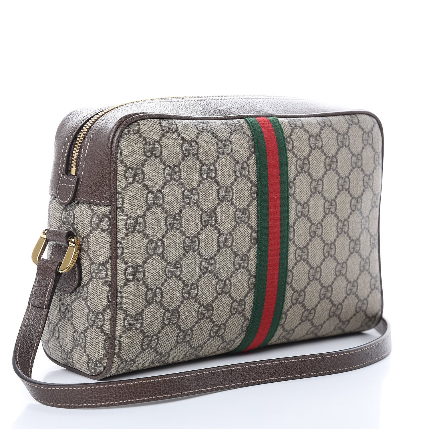 Gucci GG Supreme Monogram Web Small Ophidia Shoulder Bag Brown 3 of 9