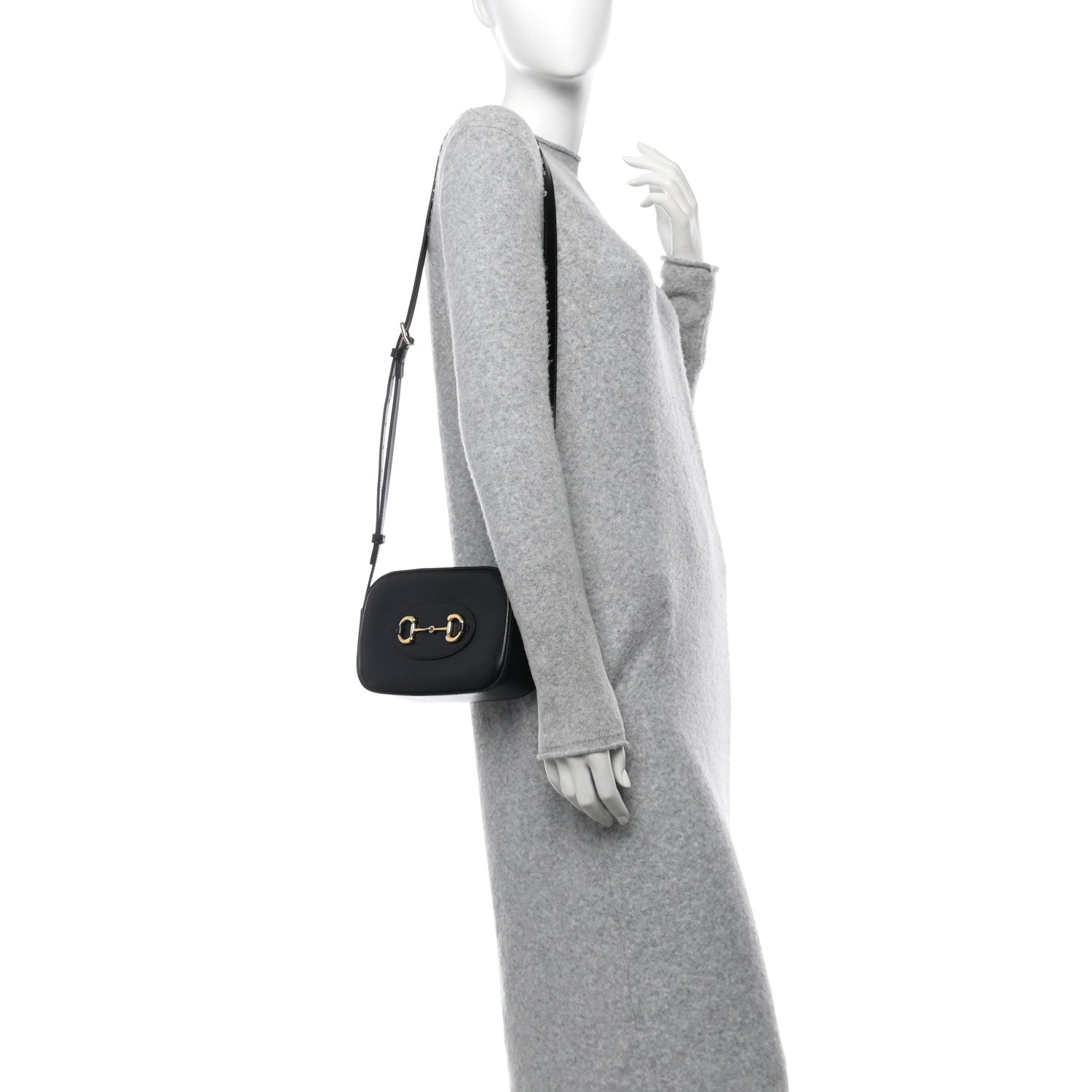 Gucci Calfskin Mini Horsebit 1955 Camera Shoulder Bag  Black 2 of 11