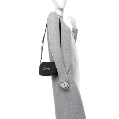 Gucci Calfskin Mini Horsebit 1955 Camera Shoulder Bag  Black 2 of 11