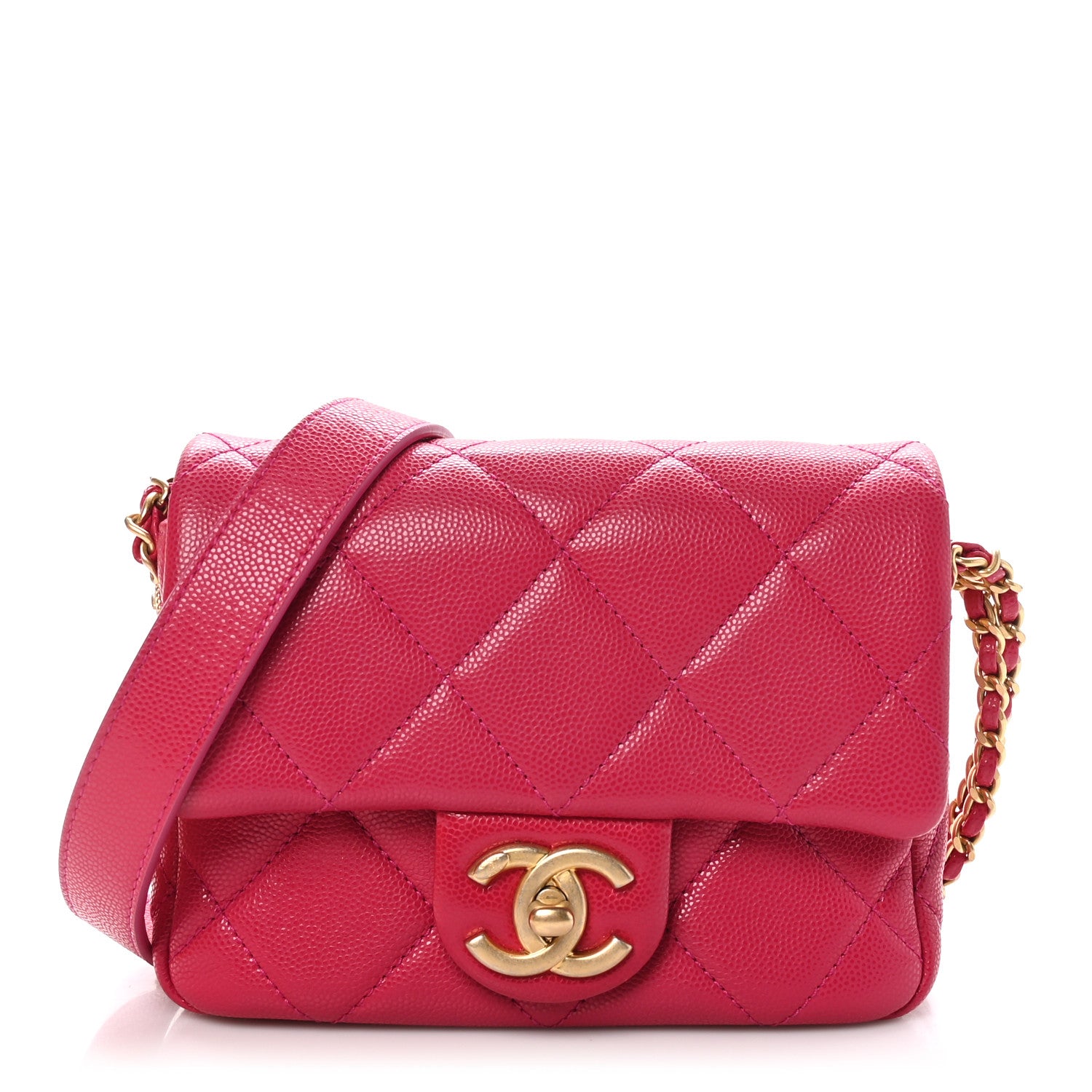 Chanel Caviar Quilted Mini Twist Your Buttons Flap Fuchsia 1 of 11