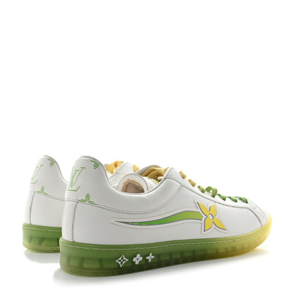 Louis Vuitton Calfskin Mens Luxembourg Samothrace Sneakers 8 White Yellow Green 4 of 8